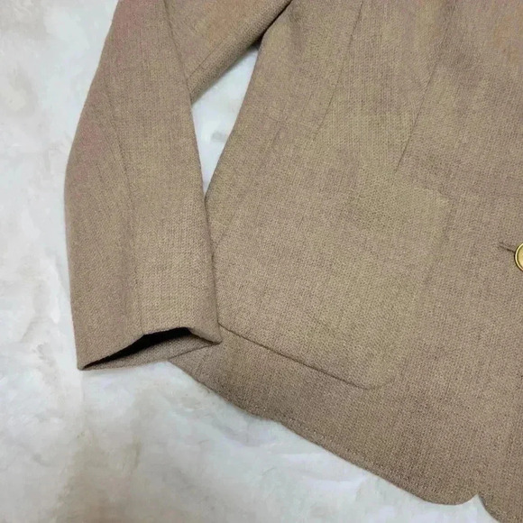 Escada Tan Knit Sweater Blazer Jacket Gold Logo Buttons Loro Piana Wool Cashmere - Picture 2 of 10